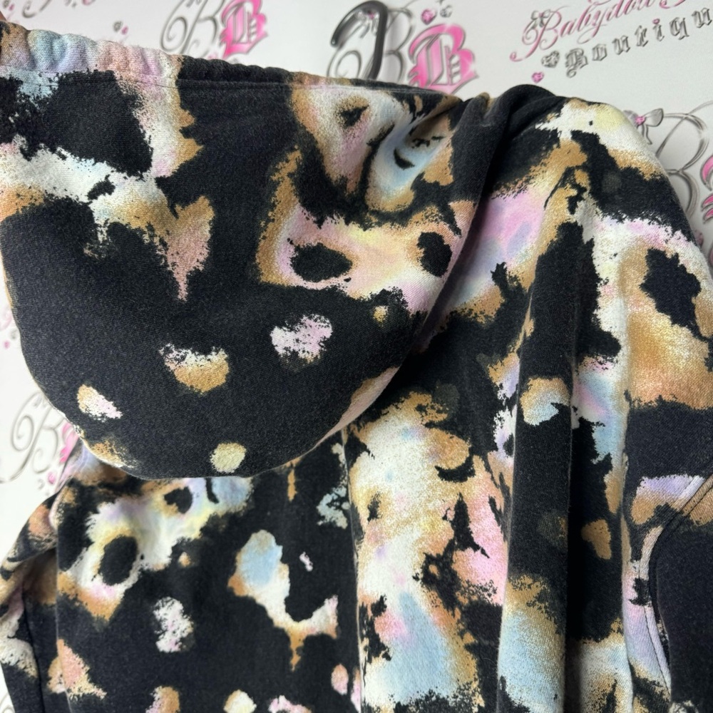 Wild fable sweater hoodie pull over crop tie dye camo pastel cotton candy fleece - Picture 7 of 10